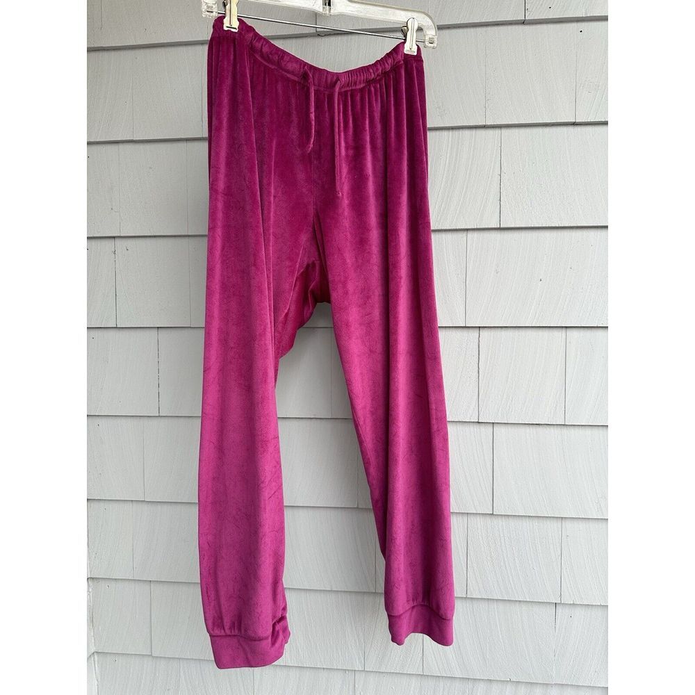 Juicy Couture Sleepwear Bling Pink Fuschia Velour Drawstring Pajama Pants L - Picture 3 of 4